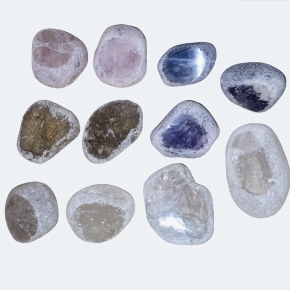 Emma Eggs Other - Seer Stones / Emma Eggs: 11 River Polished Amethyst, Smokey, Rose & Clear Quartz